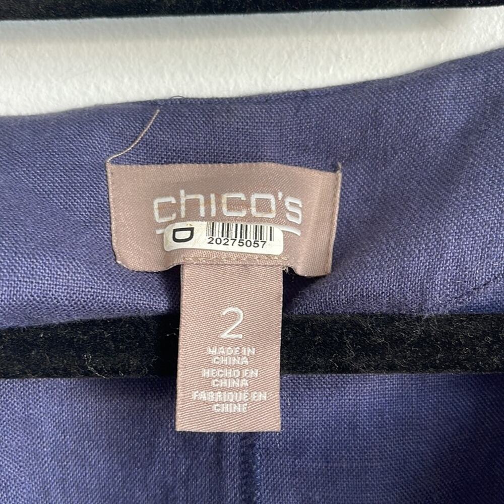 Chico’s 100% linen open front 3/4 sleeve open front lagenlook blazer sz 2 - Picture 4 of 7